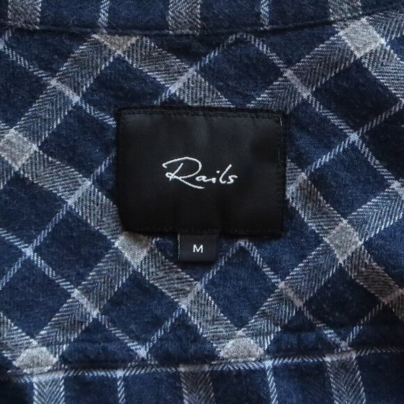 Rails Brushed Lennox Button Up Plaid Shirt Indigo Blue & Gray Size Medium M - Picture 7 of 9